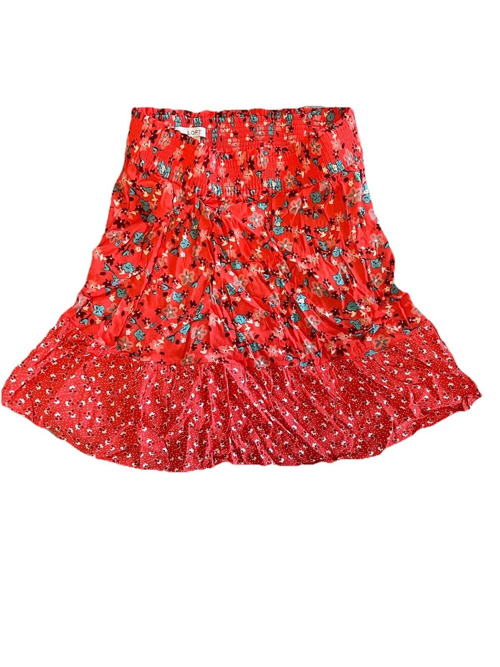 LOFT Ann Taylor Pink Floral Skirt Stretch Size XS￼